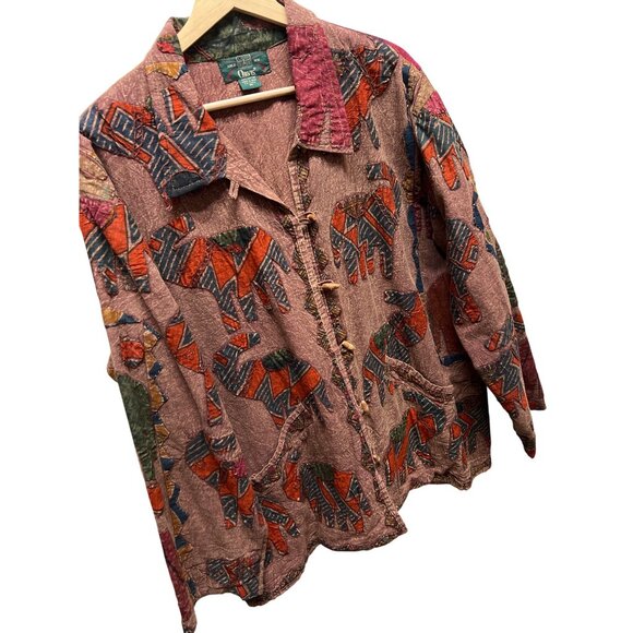 Orvis Vintage Embroidered Aplique Art to Wear Elephant Jacket - Picture 1 of 10